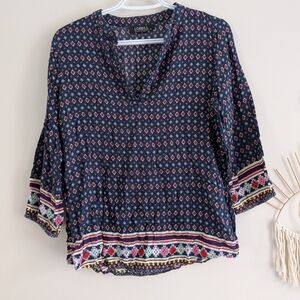 Beautiful Navy Geometric Print Blouse